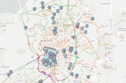 Un pantallazo de la web de información de tráfico municipal.