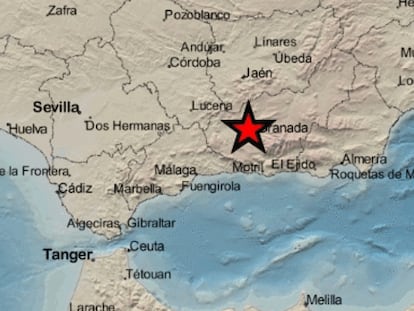 Una imagen del Instituto Geográfico Nacional, con el epicentro del seísmo.