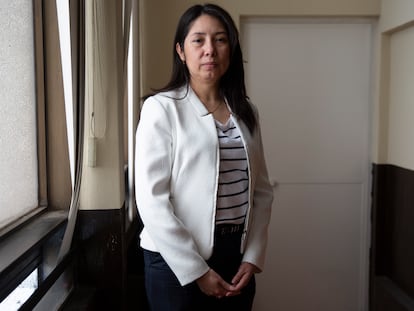 La jueza guatemalteca de delitos de alto riesgo Erika Aifan  en su sala de audiencias en Ciudad de Guatemala el 8 de noviembre de 2019.