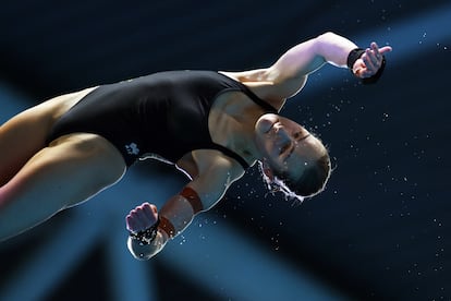 La australiana Ellie Cole durante la final en el Mundial de Deportes Acuáticos Singapur 2025, este jueves. 