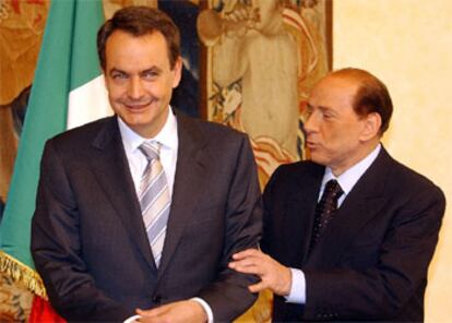 El primer ministro italiano recibe al presidente del Gobierno español en el Palacio romano de Chigi.