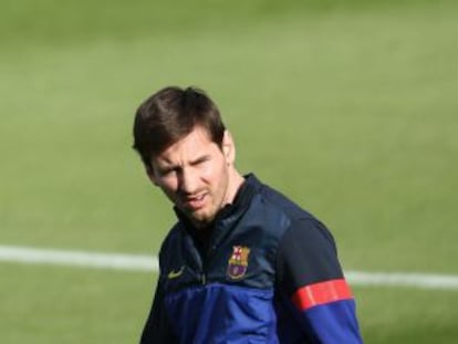 Messi, en el entrenamiento.