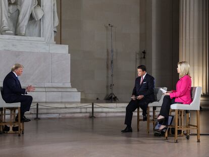 Donald Trump, en una entrevista en Fox News en el memorial Lincoln, este lunes.