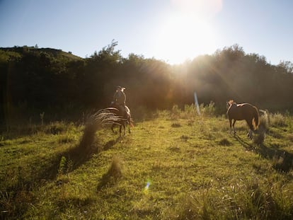 Una mujer montada a caballo, en la región de Córdoba (Argentina) en 2007.