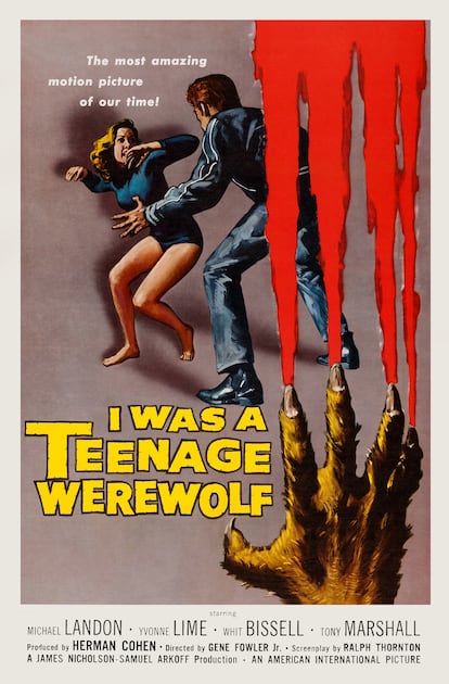 Póster de la cinta de culto 'Yo fui un hombre lobo adolescente' (1957).