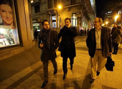 Ciudadanos leader Albert Rivera (center) and his communications secretary Fernando de Páramo (left), who has helped him create a strong digital presence.