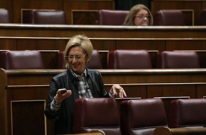 Rosa Díez, líder de UPyD, en el Congreso