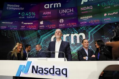 Estreno de ARM en el mercado bursátil Nasdaq de Nueva York.