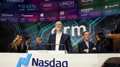 Estreno de ARM en el mercado bursátil Nasdaq de Nueva York.