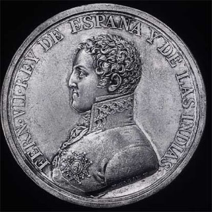 Fernando VII, grabado por Flix Sagau, en una medalla de plata sin fecha.