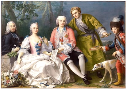 ’Farinelli con sus amigos’, retrato de Jacopo Amigoni (ca. 1750).
