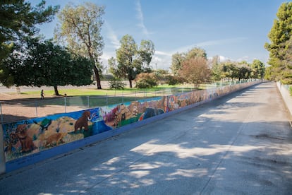 ‘The Great Wall of Los Angeles’ stretches 2,754 feet along the concrete wall designed to contain the LA River. 