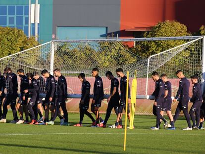 Entrenamiento de los jugadores de Lugo, en una imagen de archivo.