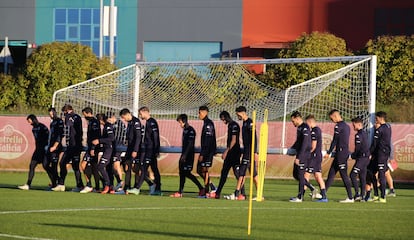 Entrenamiento de los jugadores de Lugo, en una imagen de archivo.