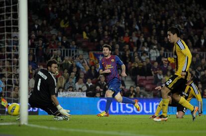 El argentino marcó en el minuto 42 el segundo tanto del Barcelona.