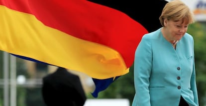 La canciller alemana, Angela Merkel, hoy en una ceremonia en Sarajevo, Bosnia-Herzegovina.