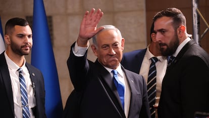 Benjamin Netanyahu saluda a sus seguidores el pasado 2 de noviembre.