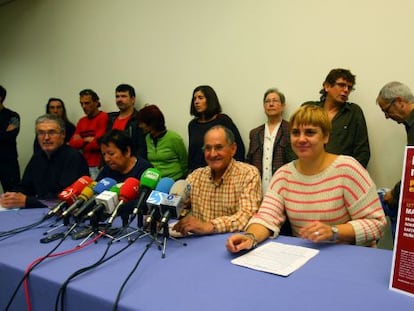 Mesa de los sindicatos que han convocado manifestaciones contra la reforma de pensiones.