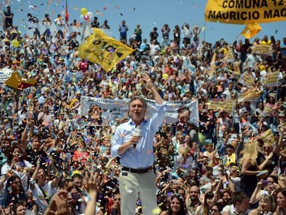 El candidato presidencial Mauricio Macri, el pasado sábado en un acto en Buenos Aires, la ciudad que gobierna desde hace ocho años.