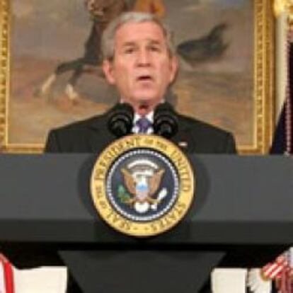 George W. Bush, durante su comparecencia de hoy.