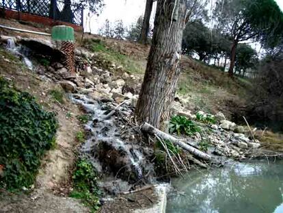 Vertido de aguas fecales al cauce del río Guadarrama en Las Rozas.