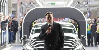 El fundador de Tesla, Elon Musk, en la inauguración de una planta en Alemania.