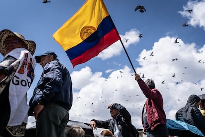 Simpatizantes del presidente de Colombia, Gustavo Petro, en la Plaza de Bolívar, en Bogotá, el 19 de septiembre de 2024.