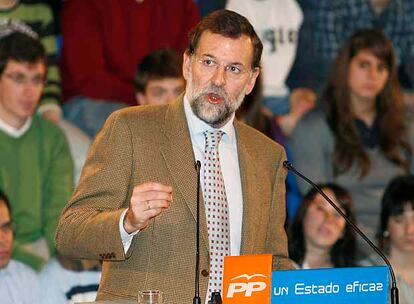 El presidente del PP, Mariano Rajoy, durante la clausura de la conferencia sobre el modelo de Estado.