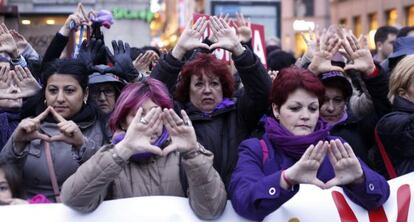 Una concentración contra la violencia de género en Madrid, en 2014.