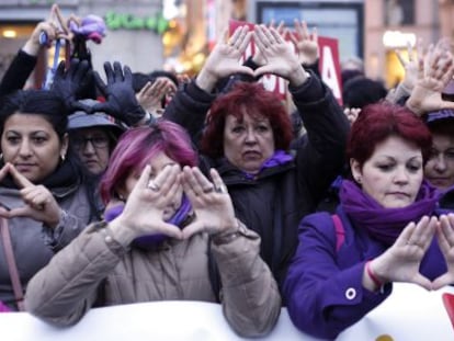 Una concentración contra la violencia de género en Madrid, en 2014.