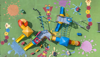 Vista aérea de un parque de juegos en la ciudad de México DF.