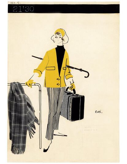 'Madrid-Hendaya. Prepara la maleta para tu verano en el norte, 2º', collage de Coti, publicado en 'Blanco y Negro' el 6 de julio de 1957.