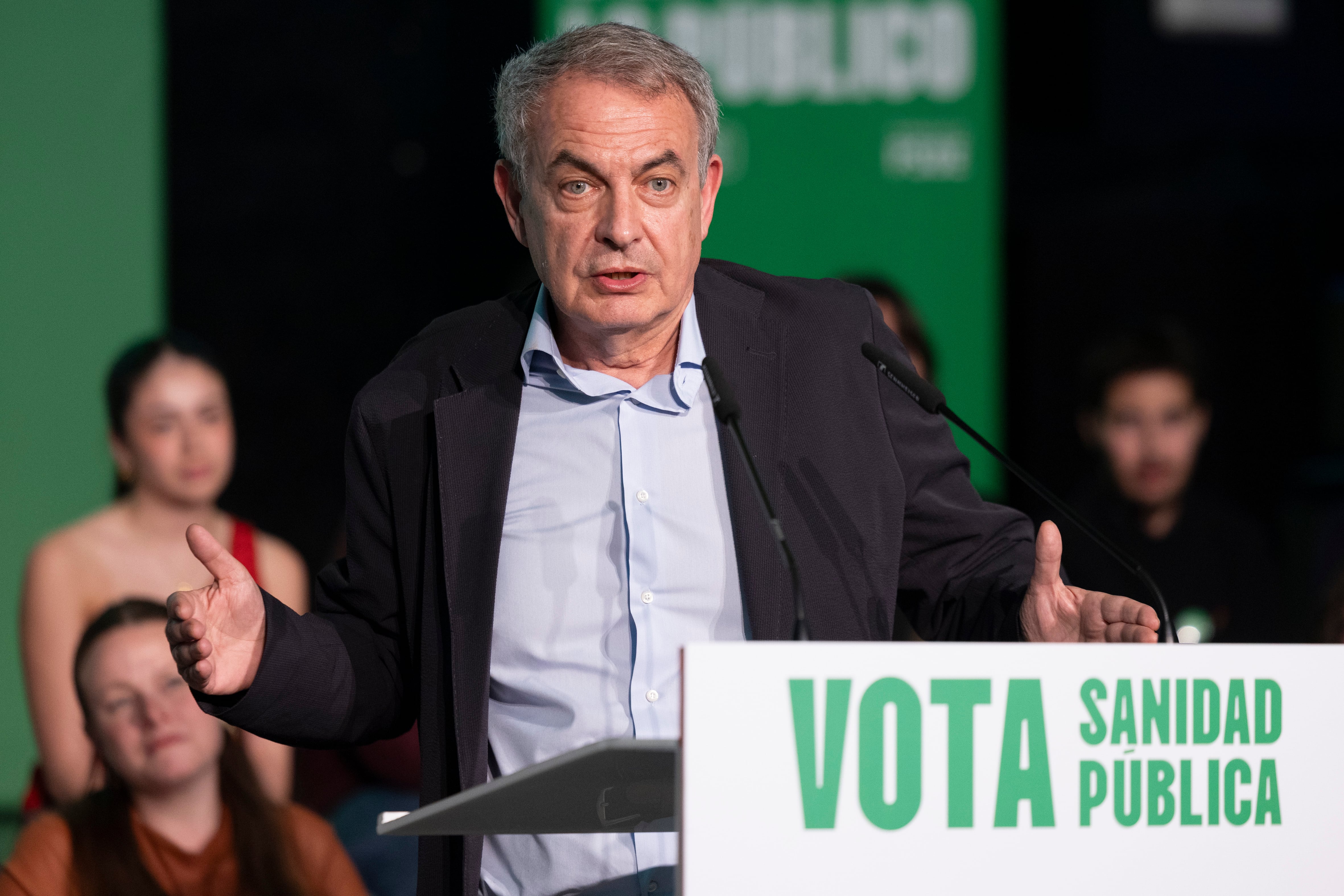 The former president of the Government of Spain José Luis Rodríguez Zapatero during an electoral event of the PSOE in Cádiz