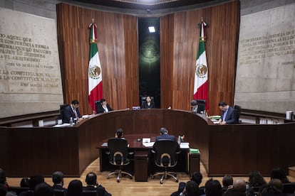 Aspecto de la sesión en el Tribunal Electoral, en agosto de 2024