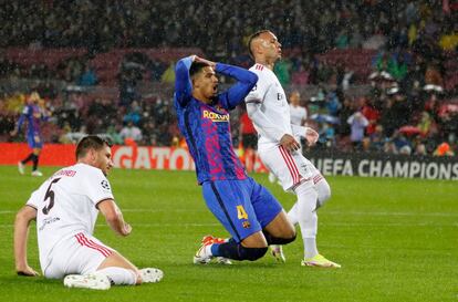 Una imatge de Ronald Araujo al partir del Barça amb el Benfica.