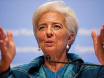La directora del Fondo Monetario Internacional, Christine Lagarde, en una conferencia de prensa en el Tokyo International Forum en Tokio (Japón). EFE/FMI