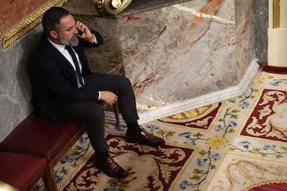 El presidente de Vox Santiago Abascal, este miércoles en el Congreso.