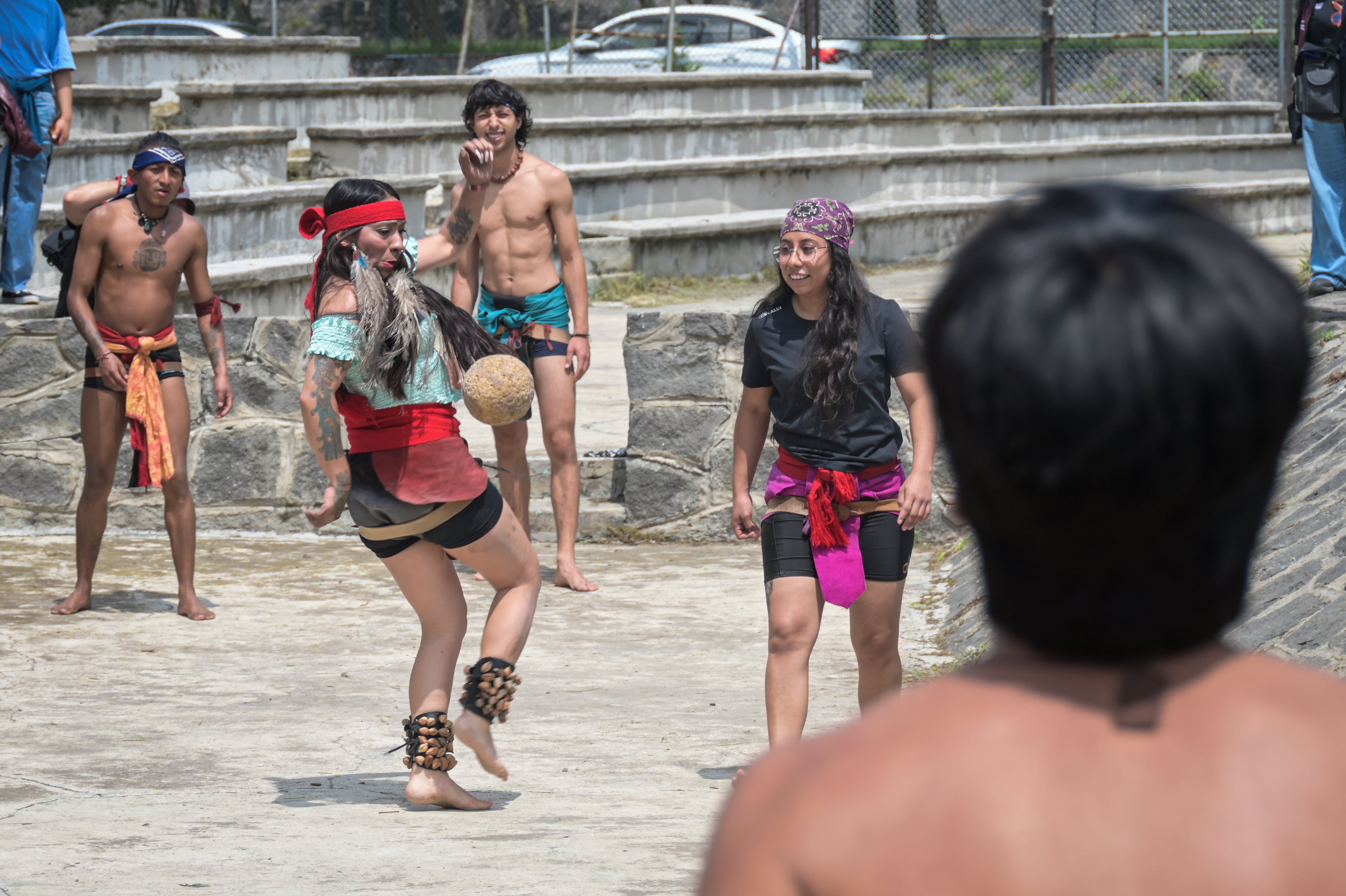 Muestra del juego de pelota en la zona arqueológica de Cuicuilco, en Ciudad de México, el 11 de junio.