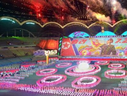 Ceremonia de inauguración del festival de masas norcoreano 'Arirang'.