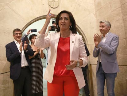 Concha Andreu (PSOE) tras el pleno del Parlamento de La Rioja el pasado jueves.