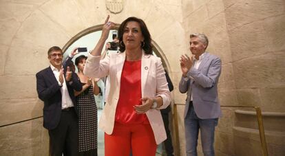 Concha Andreu (PSOE) tras el pleno del Parlamento de La Rioja el pasado jueves.
