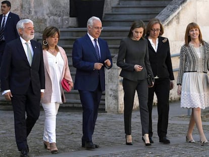 La Reina, el director de la RAE y el presidente de La Rioja en San Millán de la Cogolla.