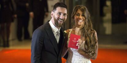 Lionel Messi y Antonella Roccuzo en su boda, celebrada el d&iacute;a 30 de junio en la ciudad argentina de Rosario. 