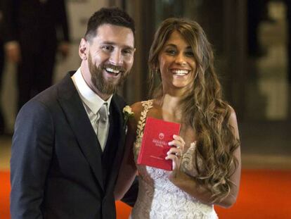Lionel Messi y Antonella Roccuzo en su boda, celebrada el d&iacute;a 30 de junio en la ciudad argentina de Rosario. 