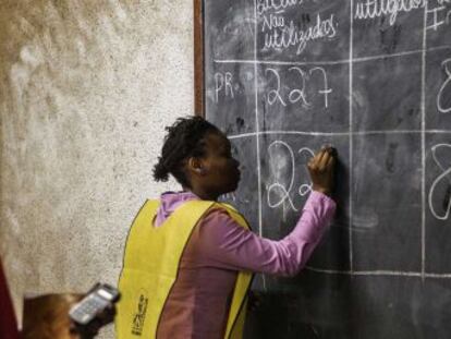 Recuento de votos en un colegio electoral de Mozambique.