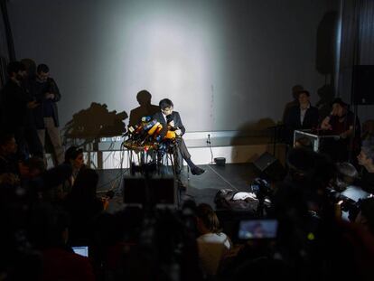 Carles Puigdemont atiende a los medios en Berlín, Alemania.