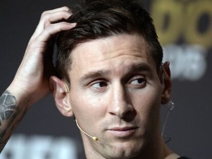 Leo Messi en la gala del Balón de Oro.
