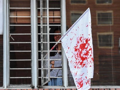 A white flag stained blood red after Colombia's referendum.