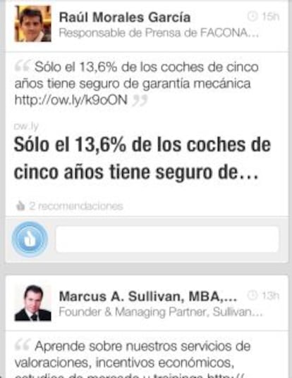 Pantallazo de la nueva app de LinkedIn.