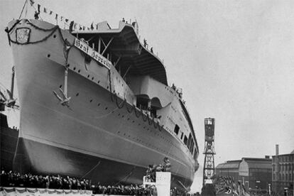 Botadura del <i>Graf Zeppelin</i> en la ciudad de Kiel en 1938.